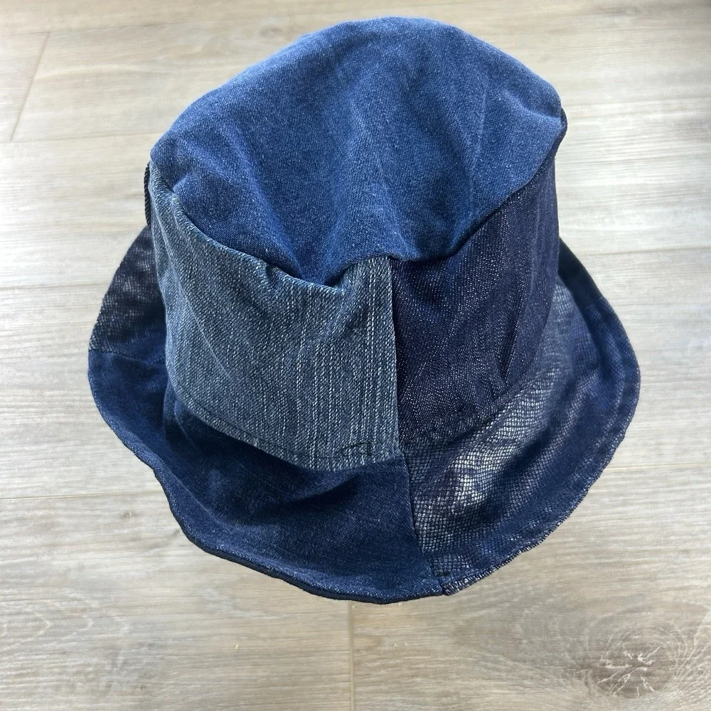 Re Worked/Re Paved Polo Ralph Lauren Bear Denim Patchwork Bucket Hat Size M/L